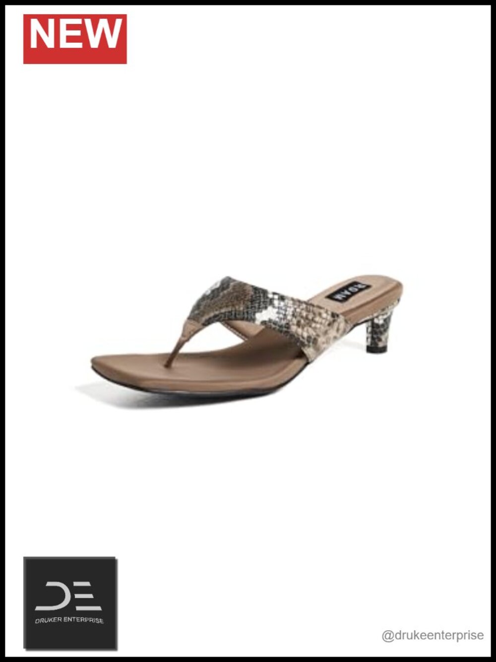 Women's Kitten Heel Sandals Snake Embossed Faux Leather Slip On